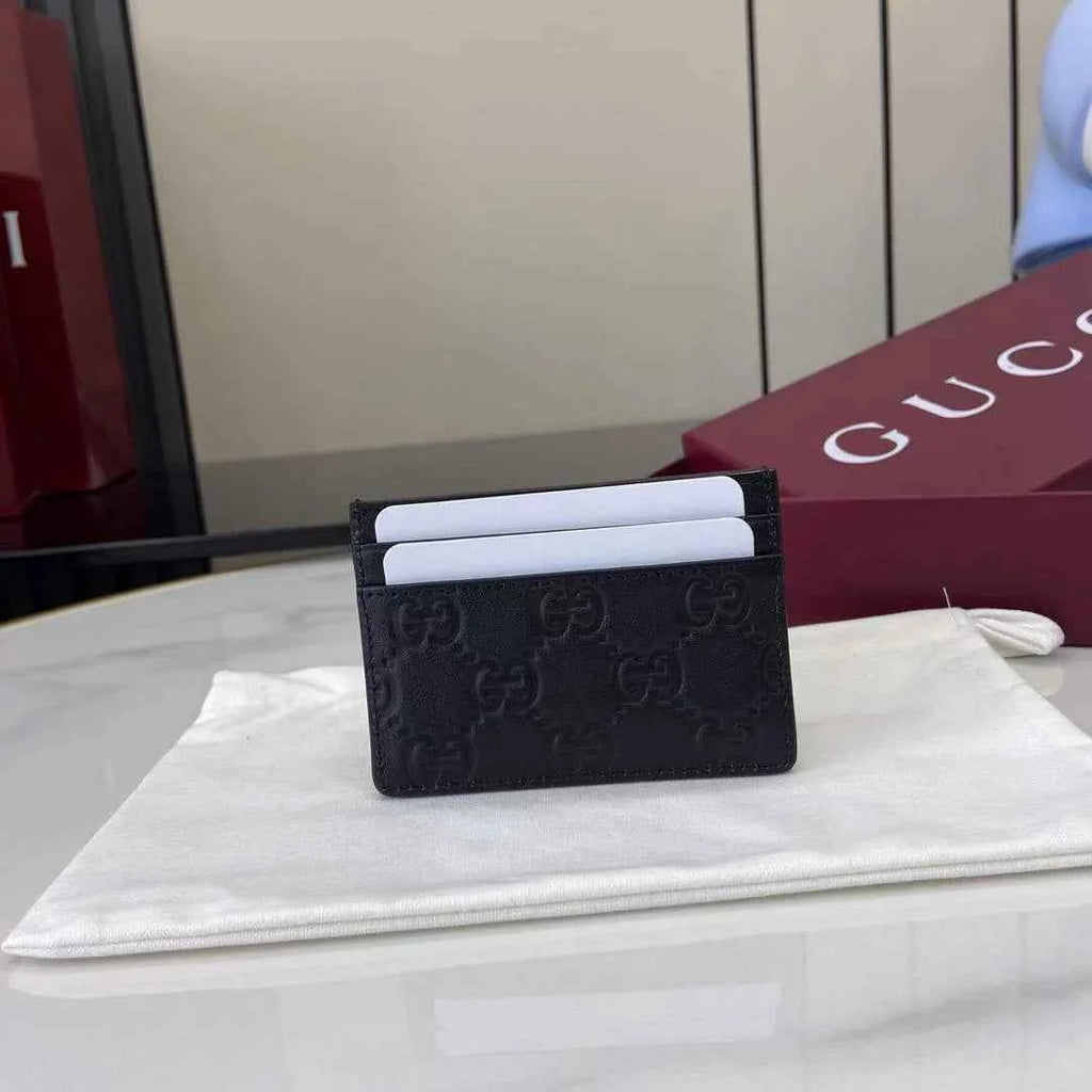 Gucci GG Emblem card case 847204 black gg leather