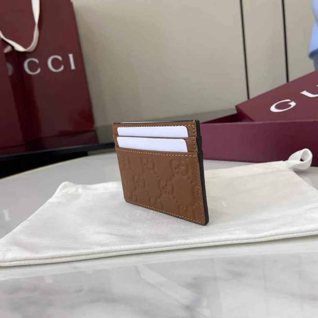 Gucci GG Emblem card case 847204 brown gg leather