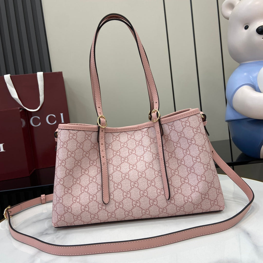 Gucci GG Emblem medium tote bag 815214 in pink fabric