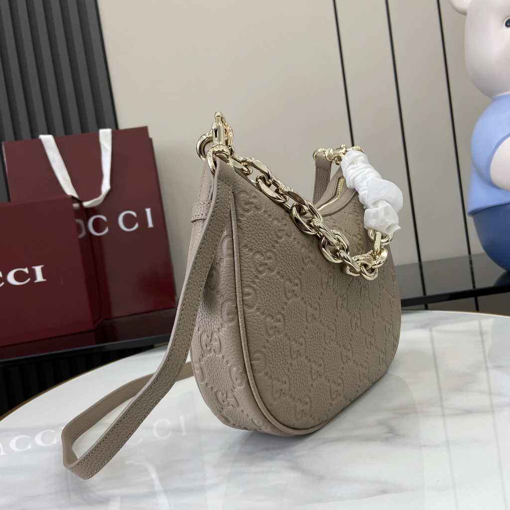 Gucci GG Emblem small shoulder bag 815409 in taupe GG leather