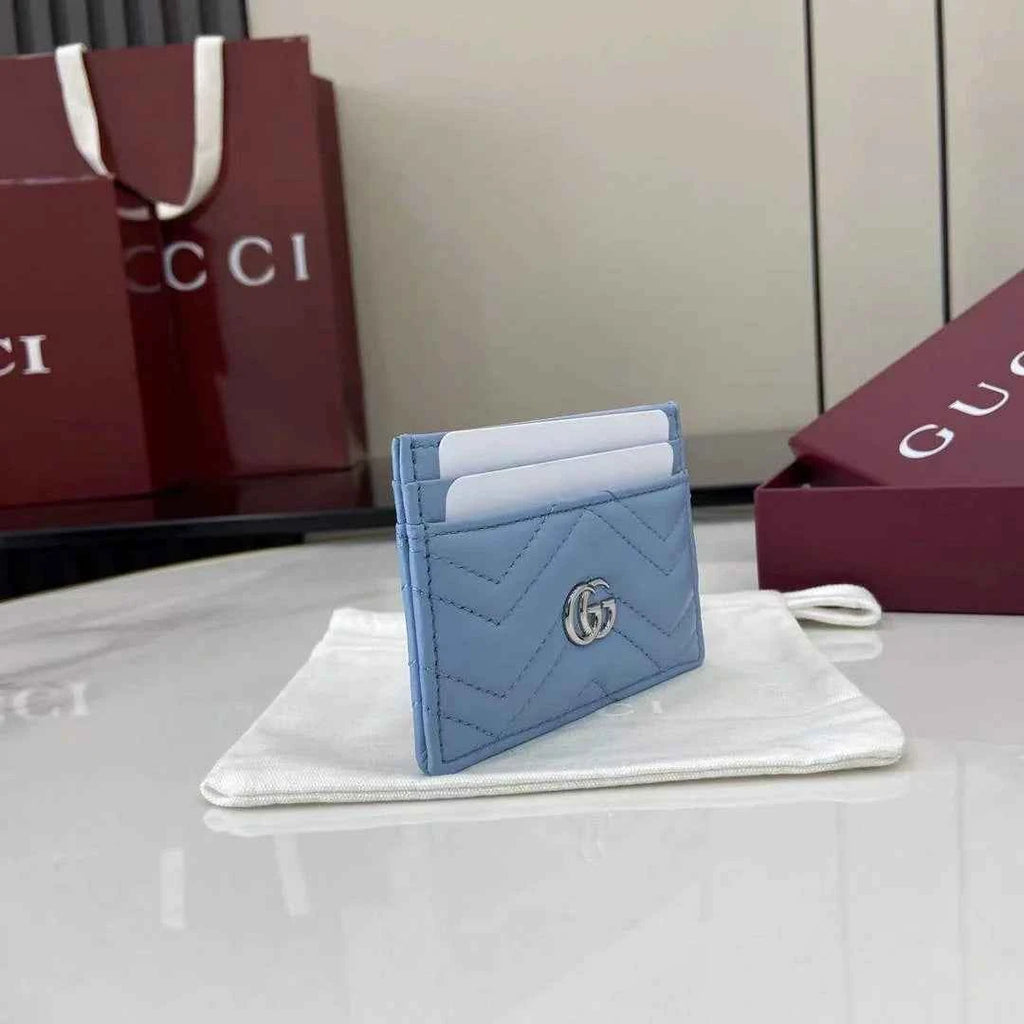 Gucci GG Marmont card case ‎443127 in blue leather