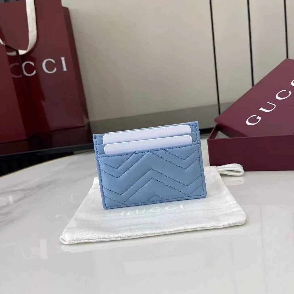 Gucci GG Marmont card case ‎443127 in blue leather