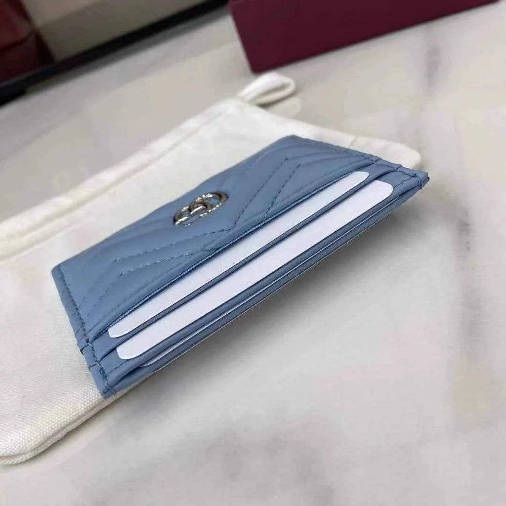Gucci GG Marmont card case ‎443127 in blue leather