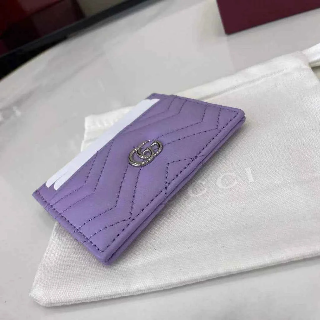 Gucci GG Marmont card case ‎443127 in purple leather
