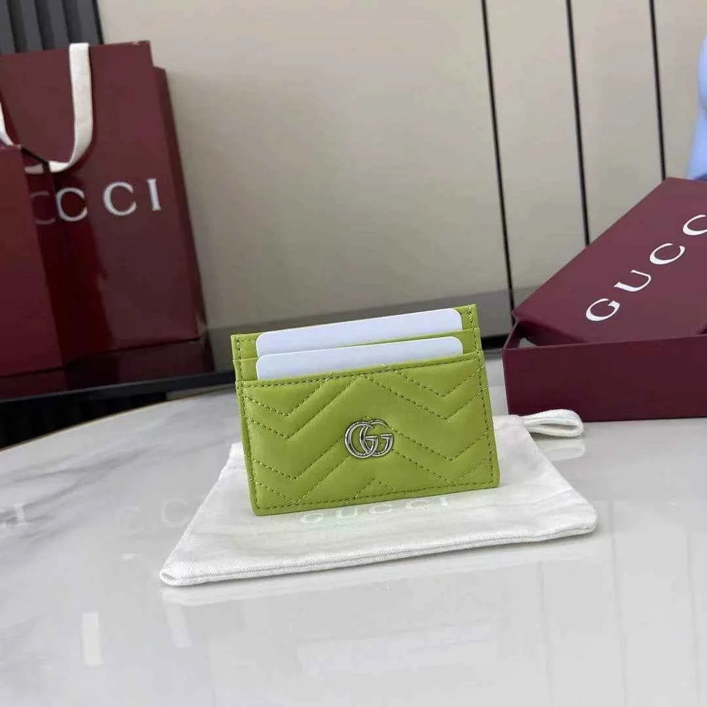 Gucci GG Marmont card case ‎443127 in green leather