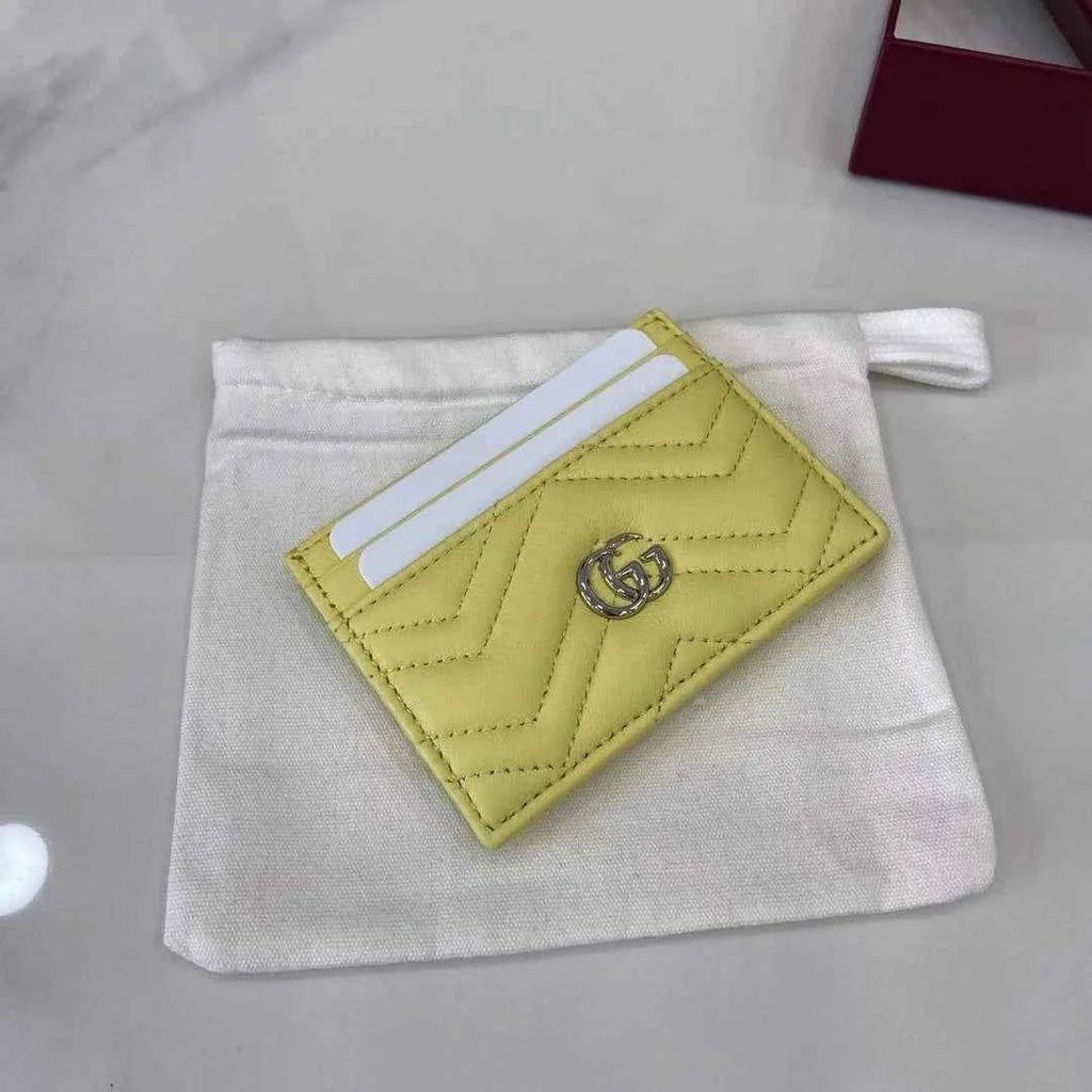 Gucci GG Marmont card case ‎443127 in yellow leather