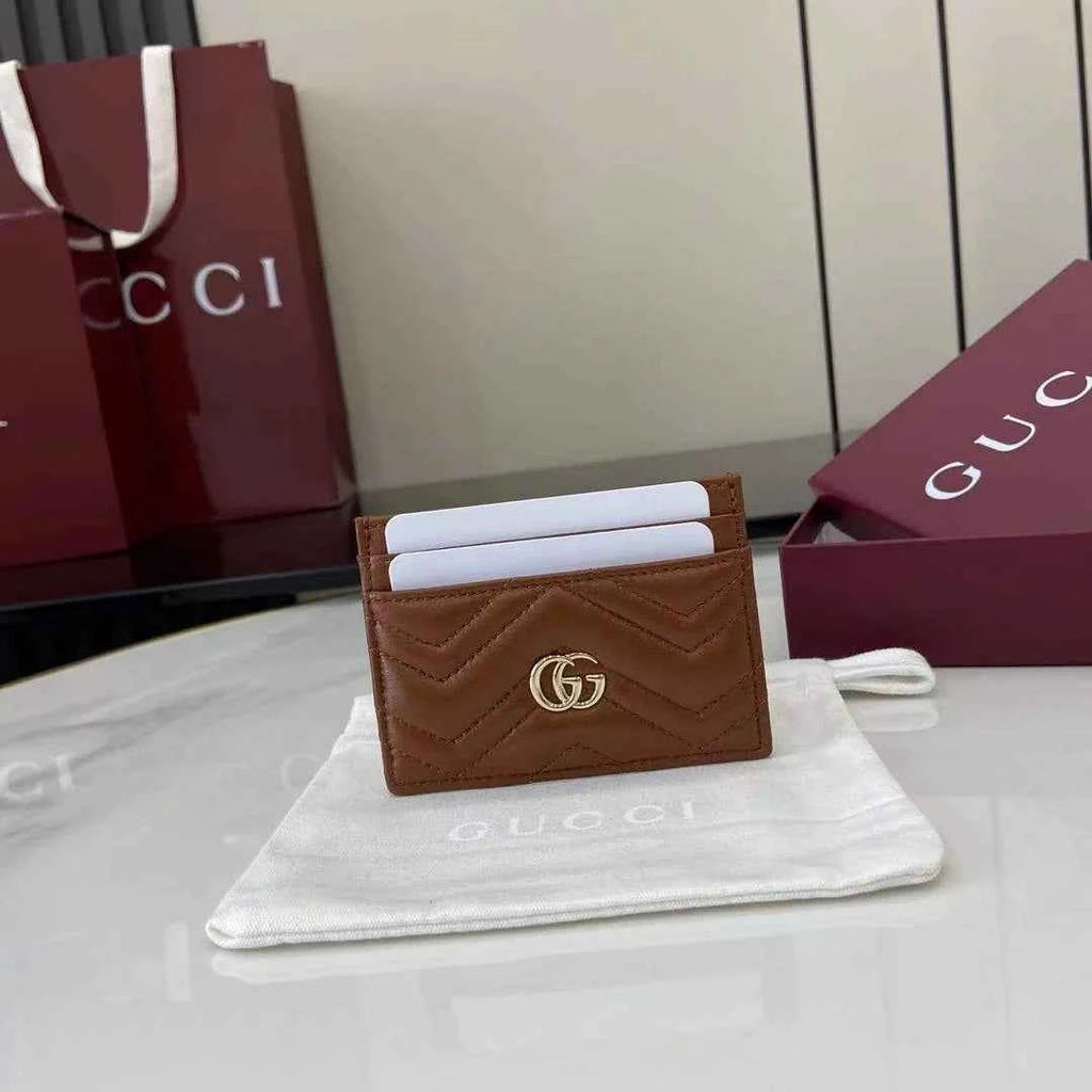 Gucci GG Marmont card case ‎443127 in brown leather