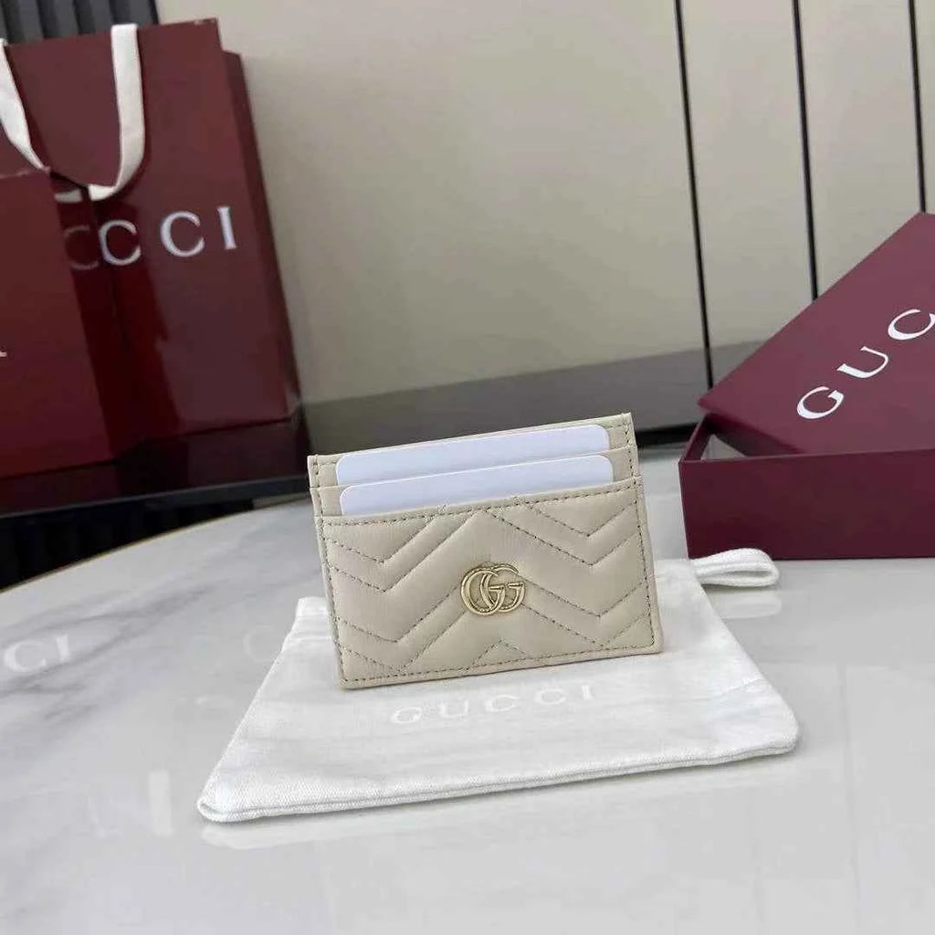 Gucci GG Marmont card case ‎443127 in white leather
