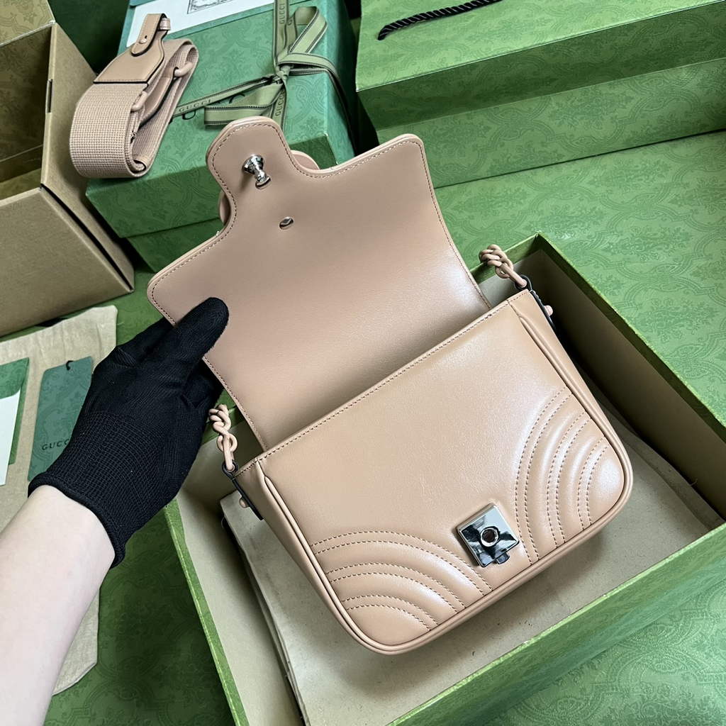 Gucci GG Marmont mini shoulder bag, 739681 in taupe leather