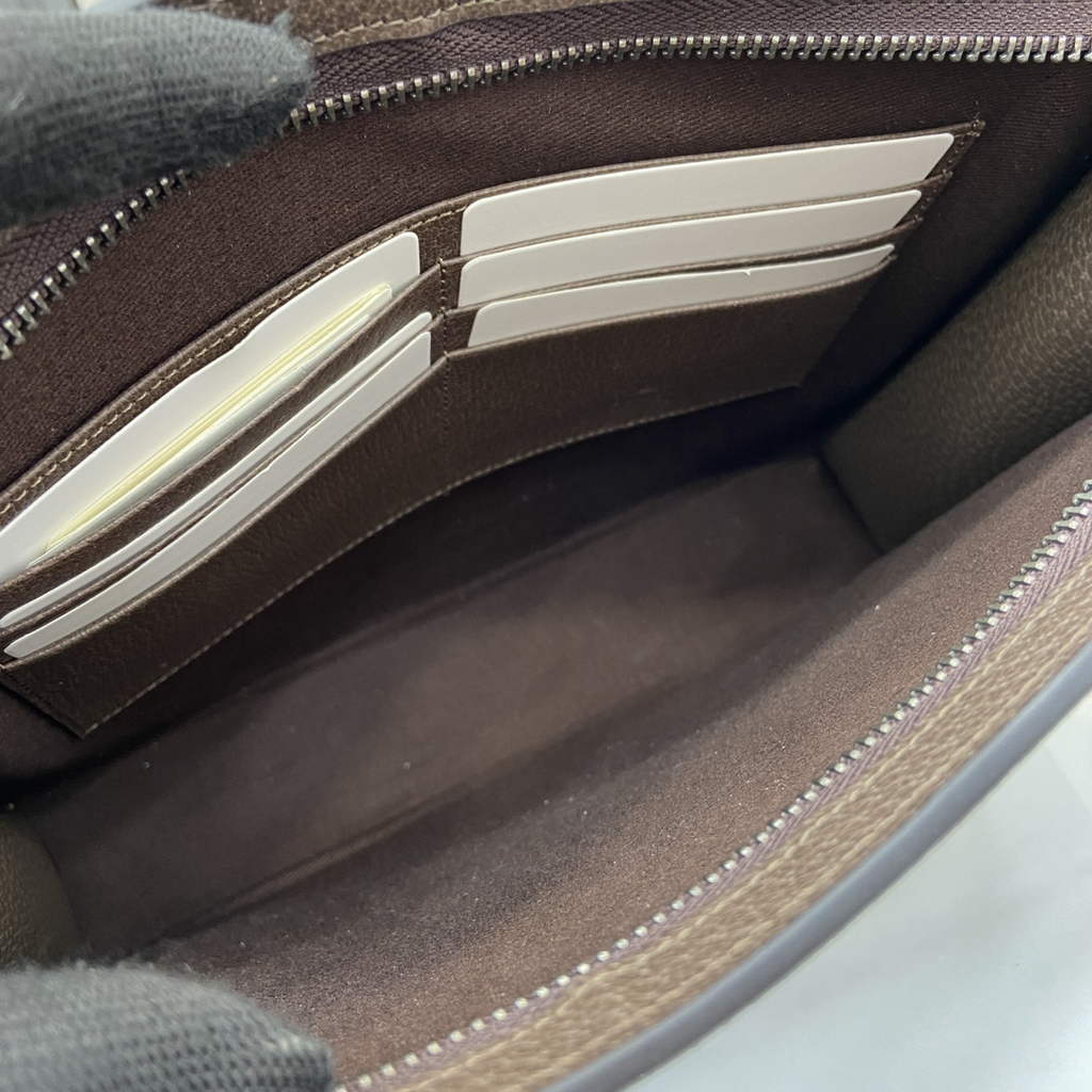 Gucci GG pouch with grey trim, 768255 brown GG Supreme canvas