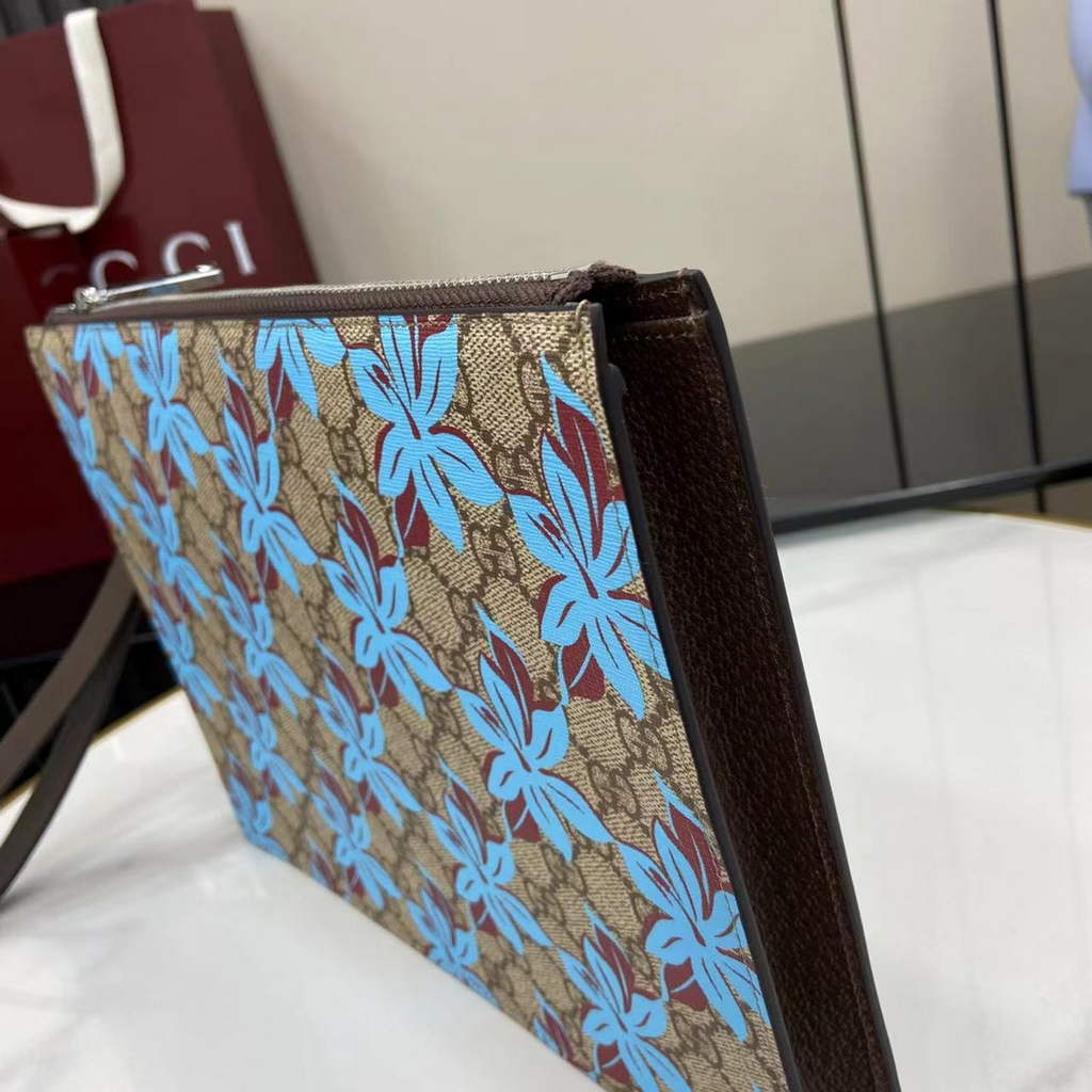 Gucci GG pouch with grey trim, 821155 blue GG canvas