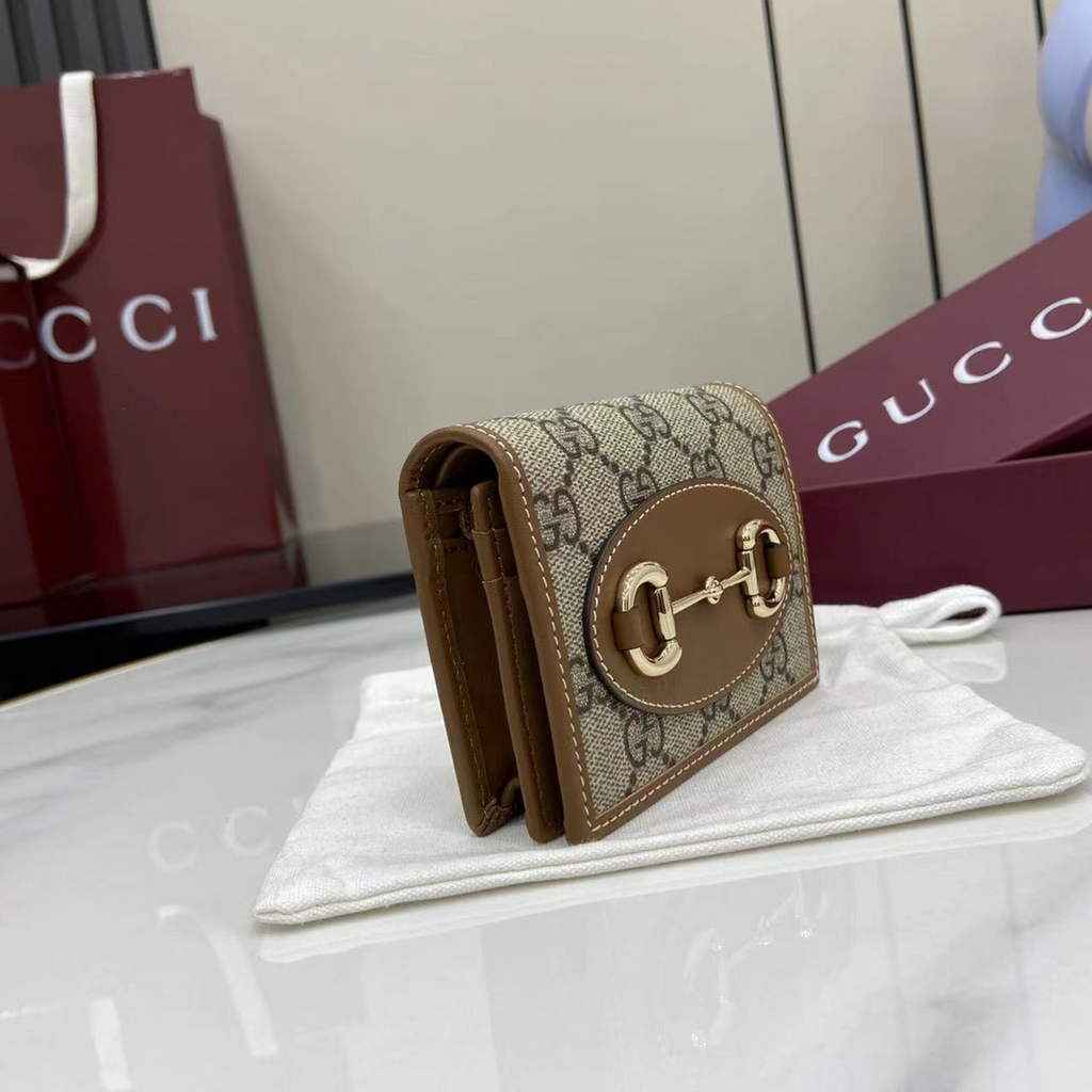Gucci Horsebit 1955 card case wallet, 621887 in tan leather