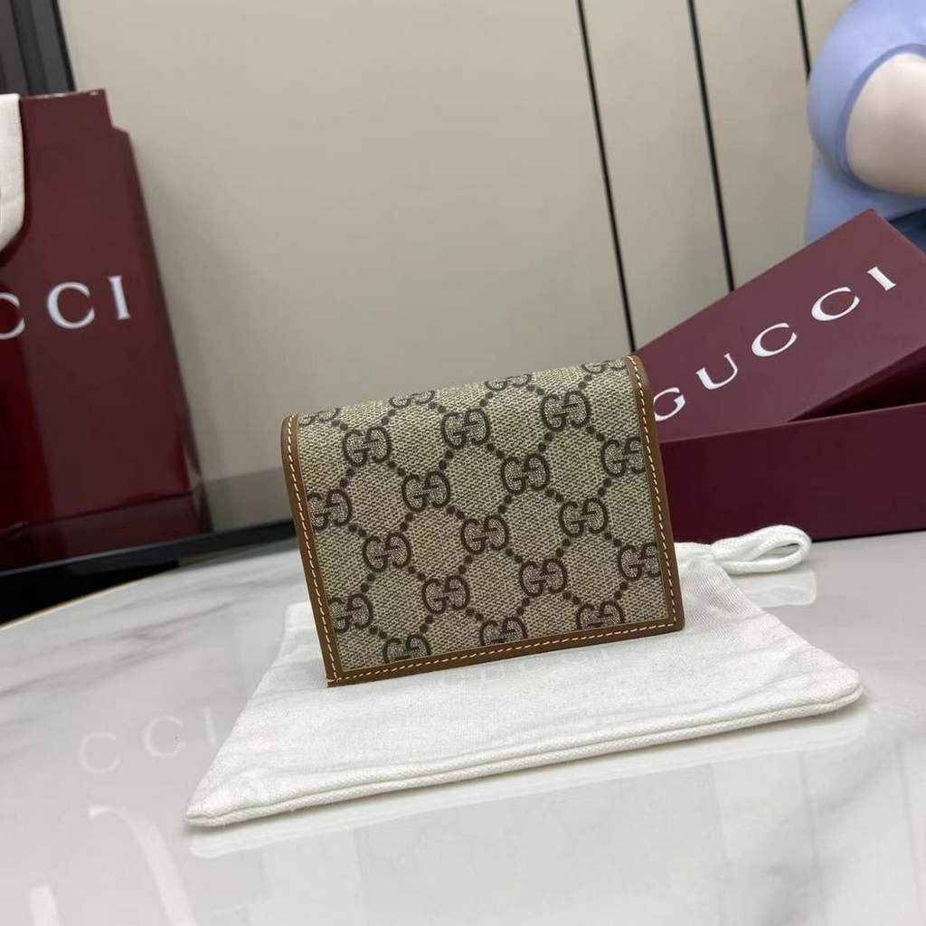 Gucci Horsebit 1955 card case wallet, 621887 in tan leather