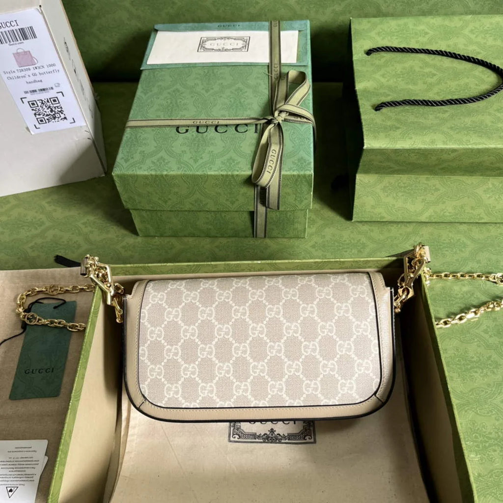 Gucci Horsebit 1955 small shoulder bag 735178 in GG Supreme beige
