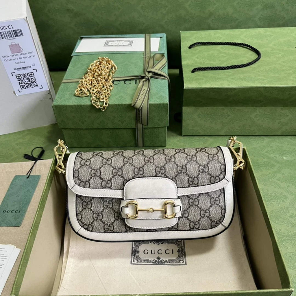Gucci Horsebit 1955 small shoulder bag 735178 in GG Supreme white