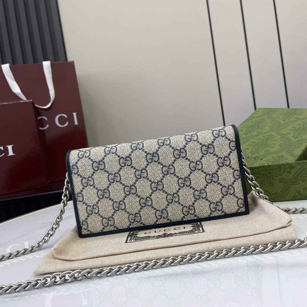 Gucci Horsebit 1955 wallet on chain, 621892 in GG navy blue Supreme