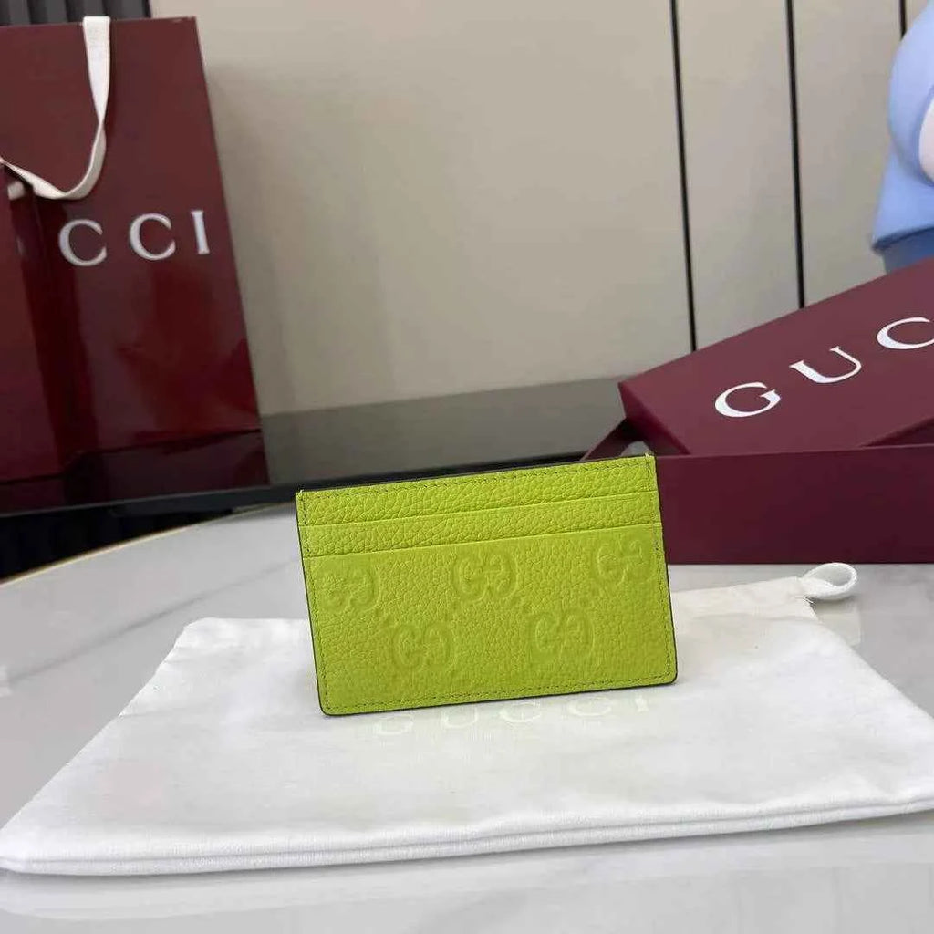 Gucci Imprint card case 835151 in green GG leather