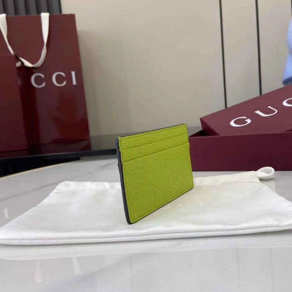 Gucci Imprint card case 835151 in green GG leather