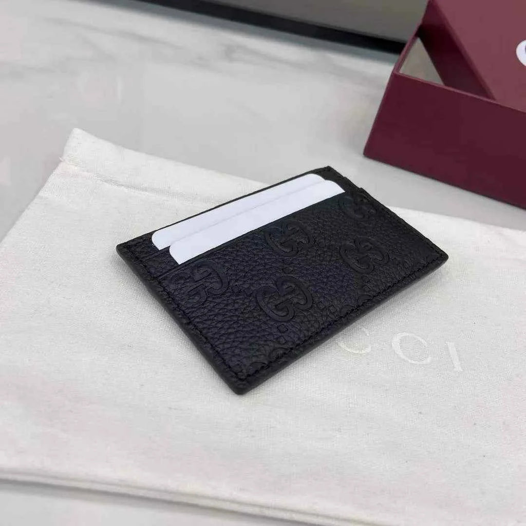 Gucci Imprint card case 835151 in black GG leather