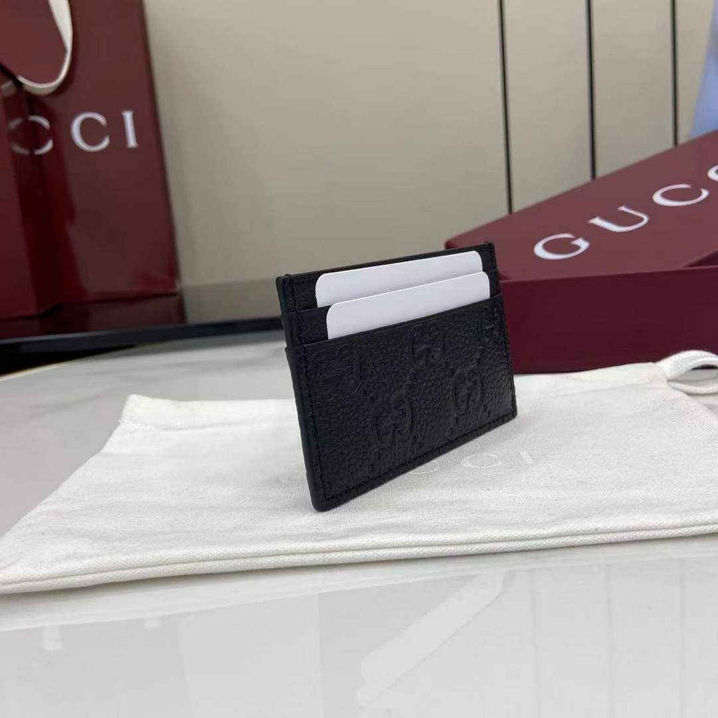 Gucci Imprint card case - Black GG Leather 835151