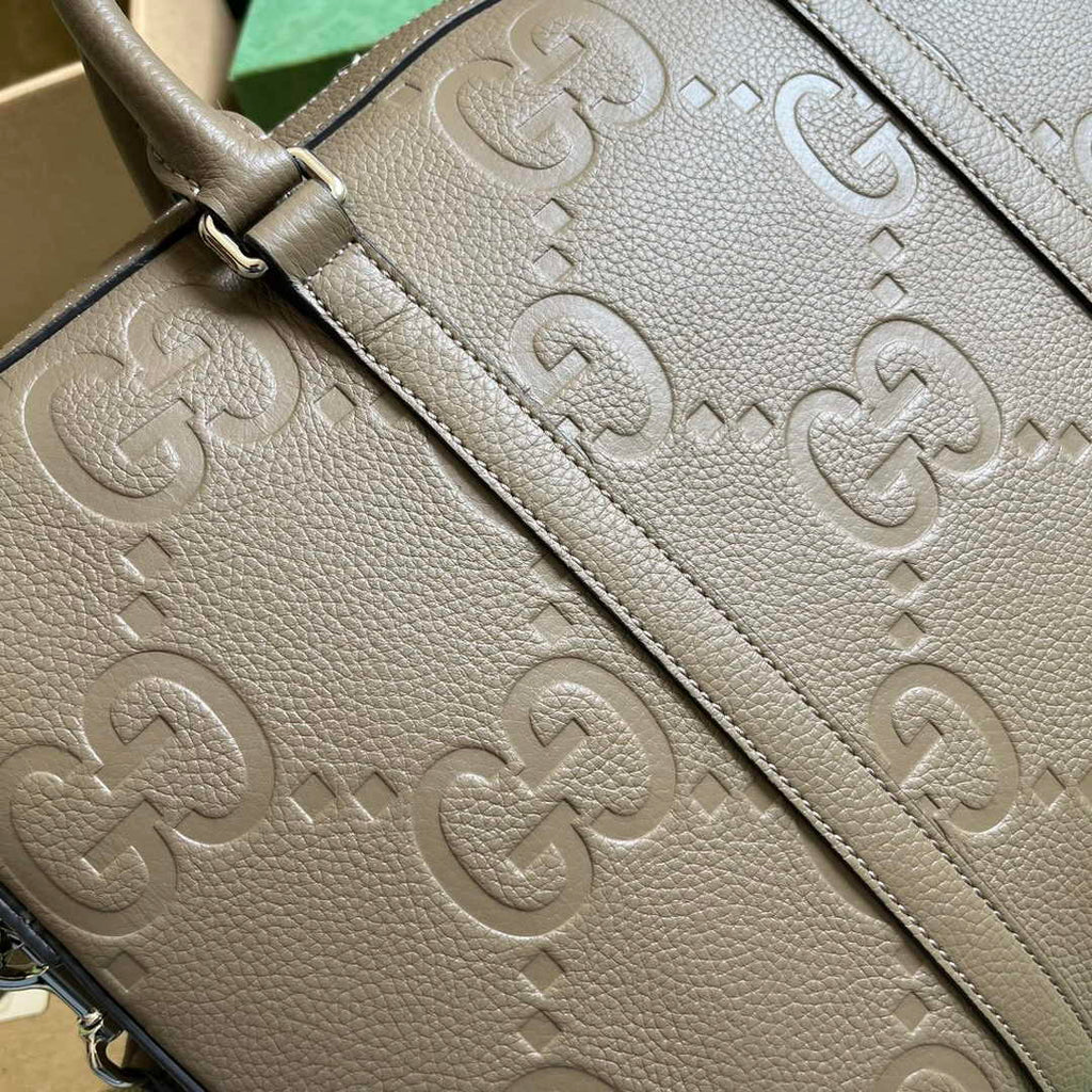 Gucci Jumbo GG Briefcase ‎658573 In Khaki Leather
