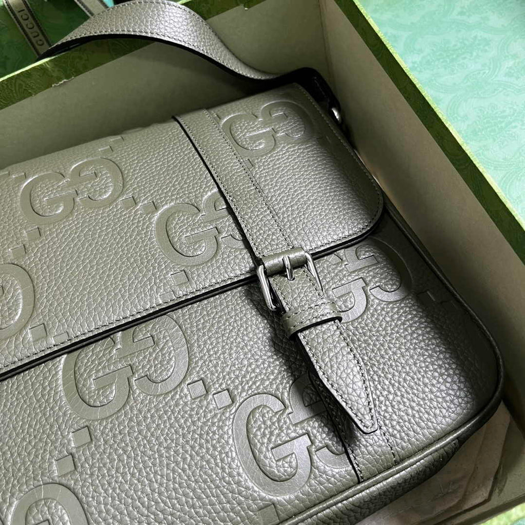 Gucci Jumbo GG medium messenger bag 760234 in green leather