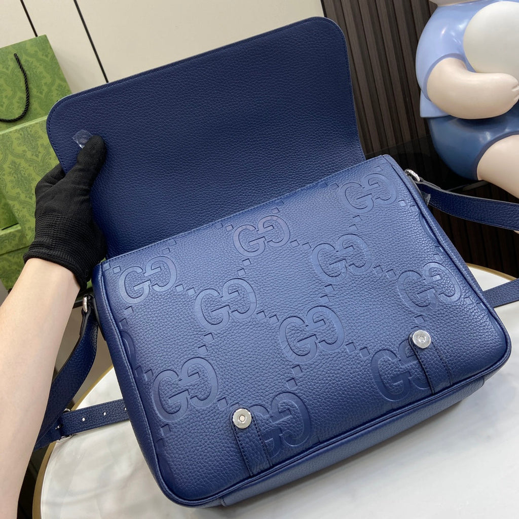 Gucci Jumbo GG medium messenger bag 760234 in blue leather