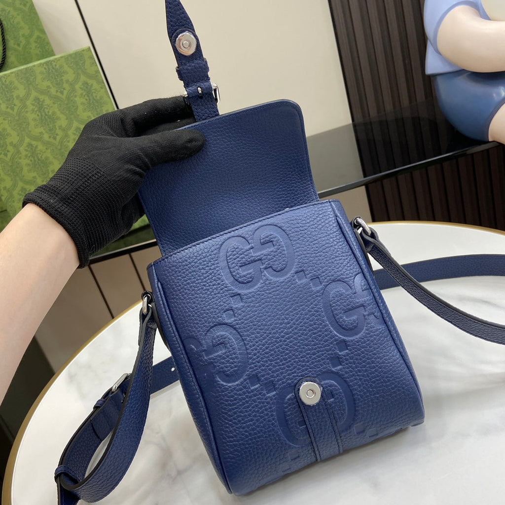 Gucci Jumbo GG small messenger bag 760235 in blue leather