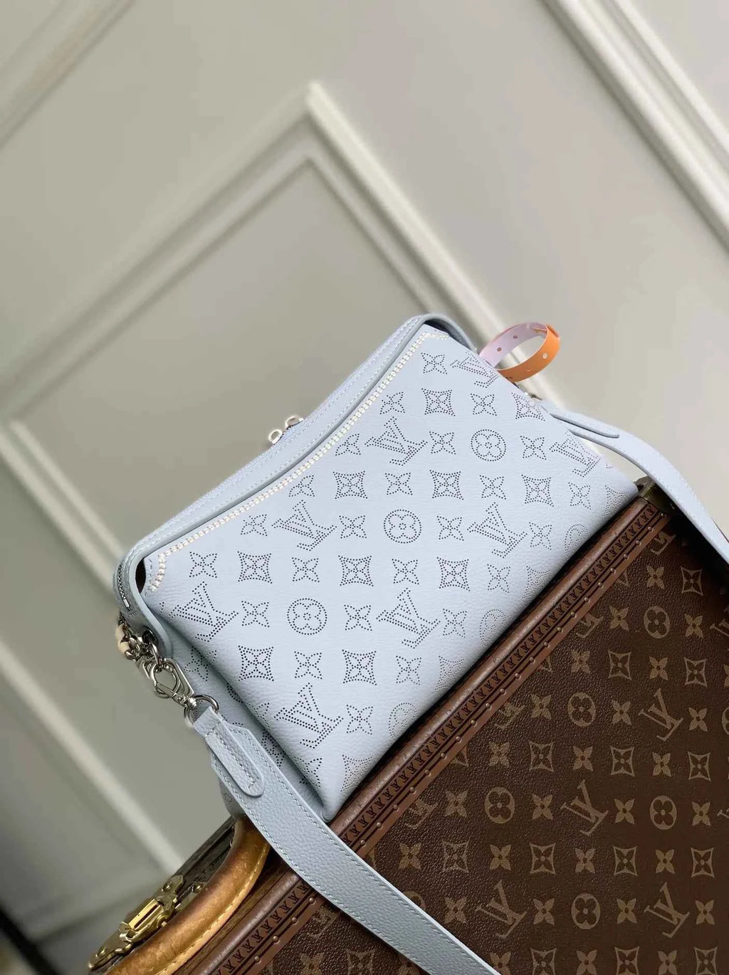 Louis Vuitton Hand It All PM Bag, M29317 Blue Olympe Perforated Mahina