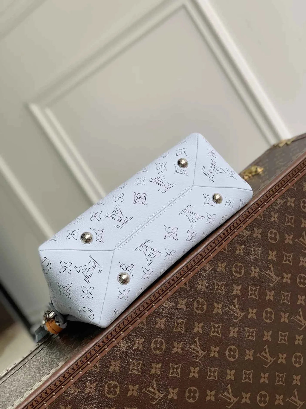 Louis Vuitton Hand It All PM Bag, M29317 Blue Olympe Perforated Mahina
