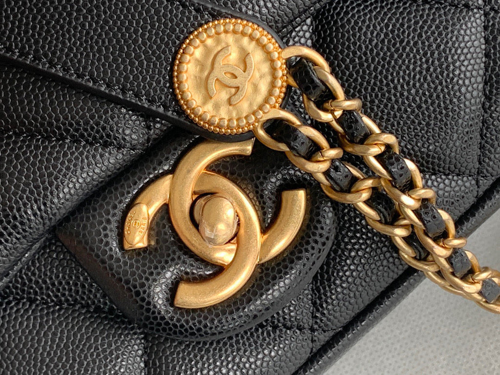 Chanel AS3369 Small Flap Bag Shiny Calfskin Gold-Tone Metal Black