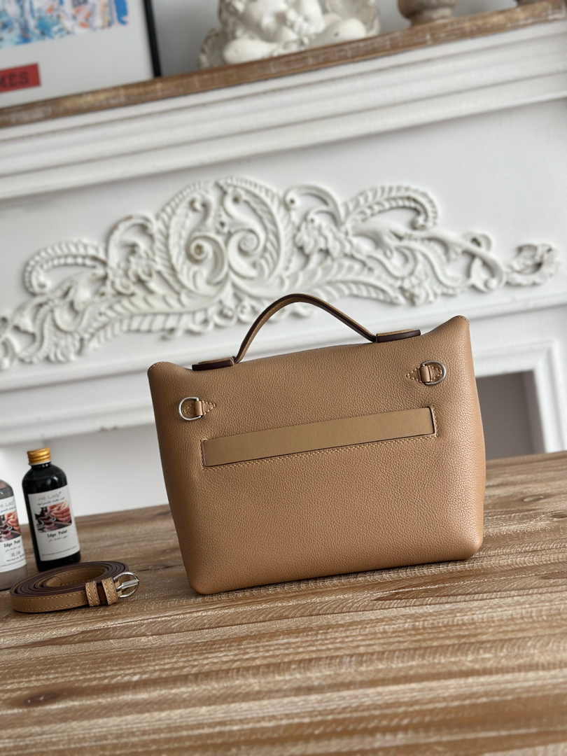 Hermès 24/24 Mini Bag Evercolor Swift Leather Apricot Silver - Default Title - View 3