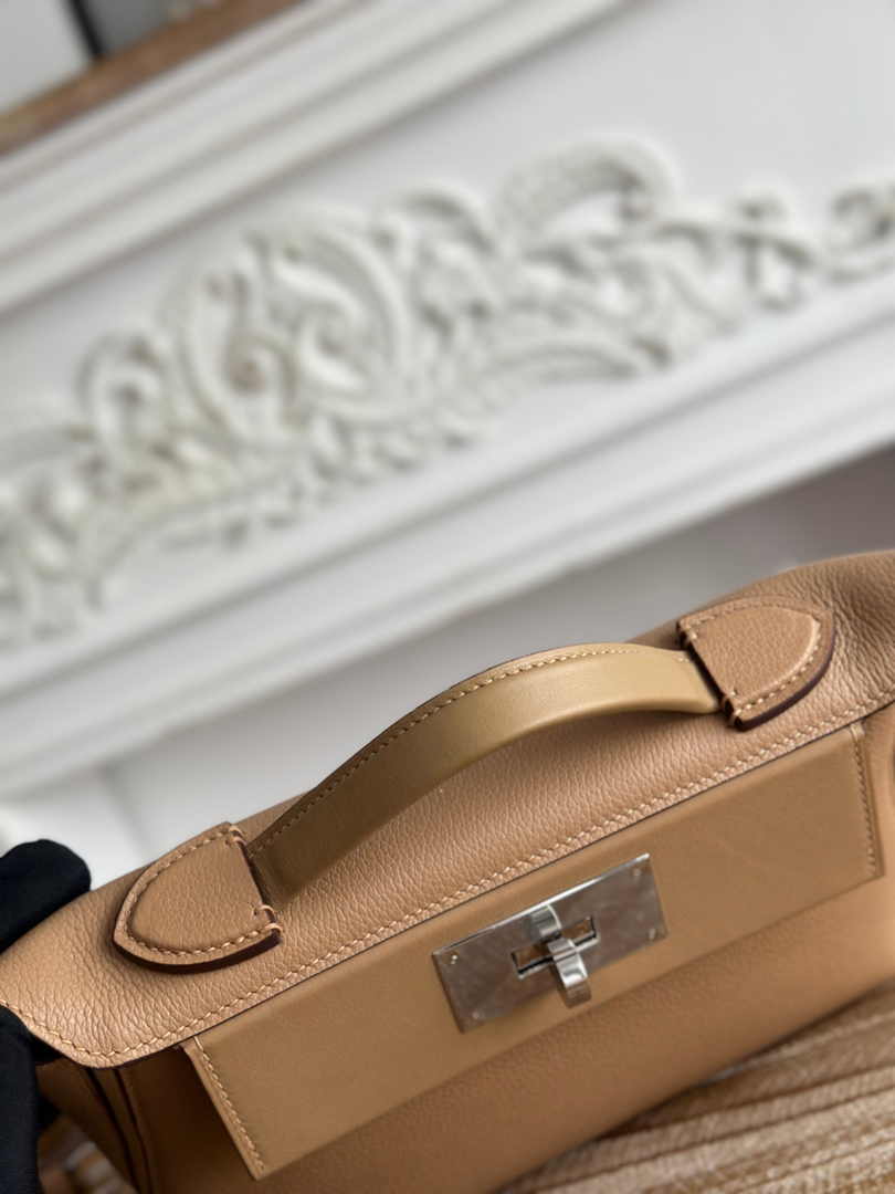 Hermès 24/24 Mini Bag Evercolor Swift Leather Apricot Silver - Default Title - View 5