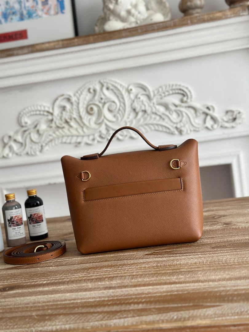 Hermès 24/24 Mini Bag Evercolor Swift Leather Brown Gold - Default Title - View 3