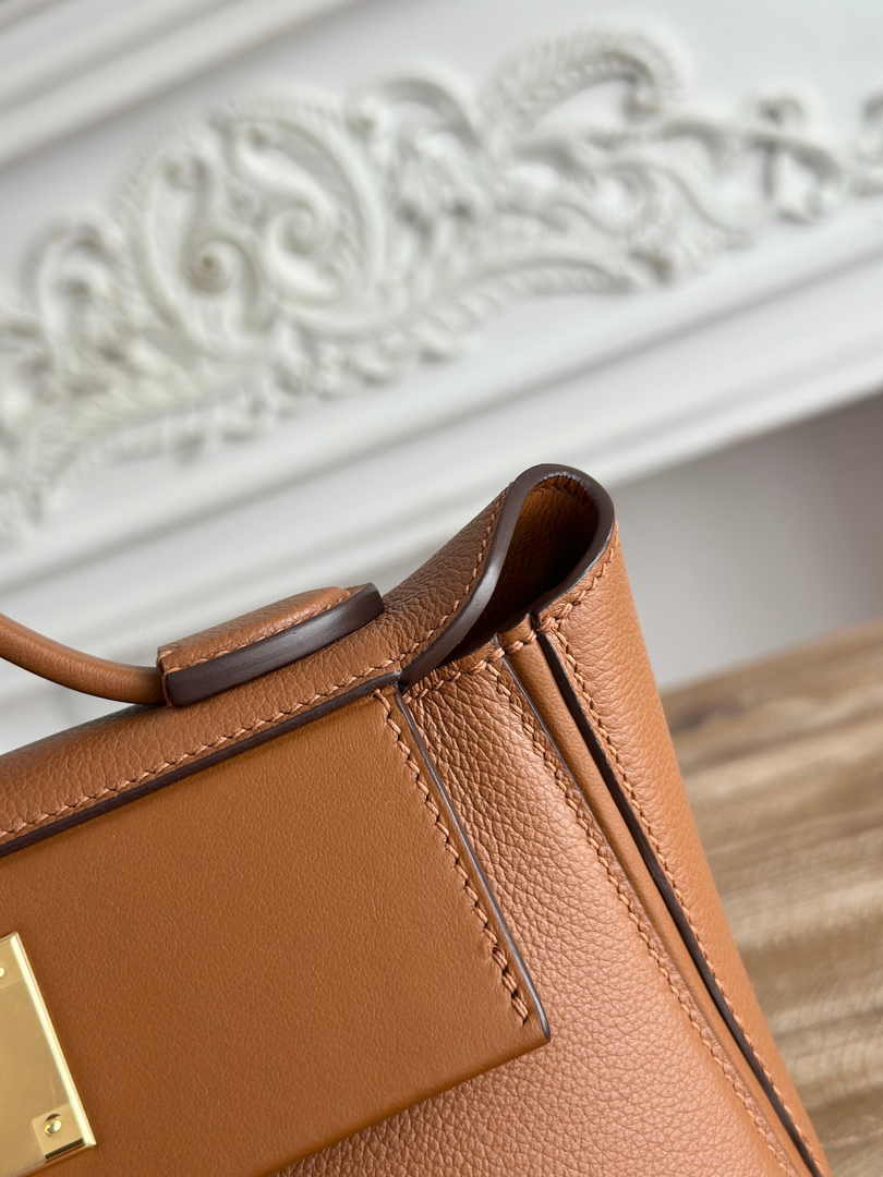 Hermès 24/24 Mini Bag Evercolor Swift Leather Brown Gold - Default Title - View 6