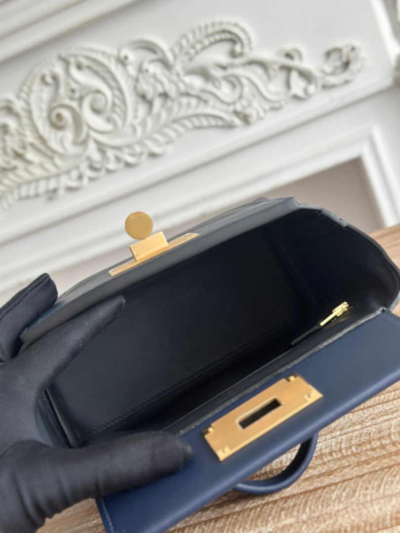 Hermès 24/24 Mini Bag Evercolor Swift Leather Navy Blue Gold - Default Title - View 9