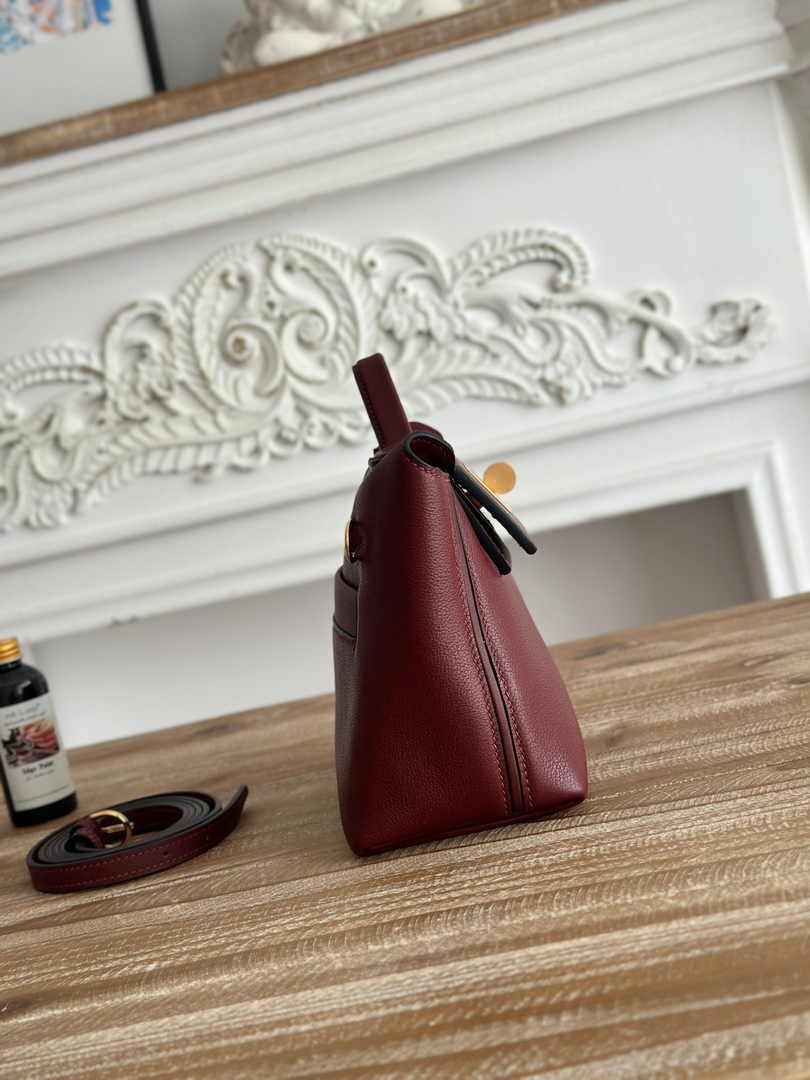 Hermès 24/24 Mini Bag Evercolor Swift Leather Wine Red Gold - Default Title - View 2