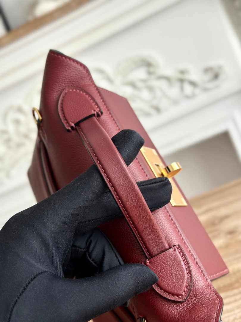 Hermès 24/24 Mini Bag Evercolor Swift Leather Wine Red Gold - Default Title - View 5