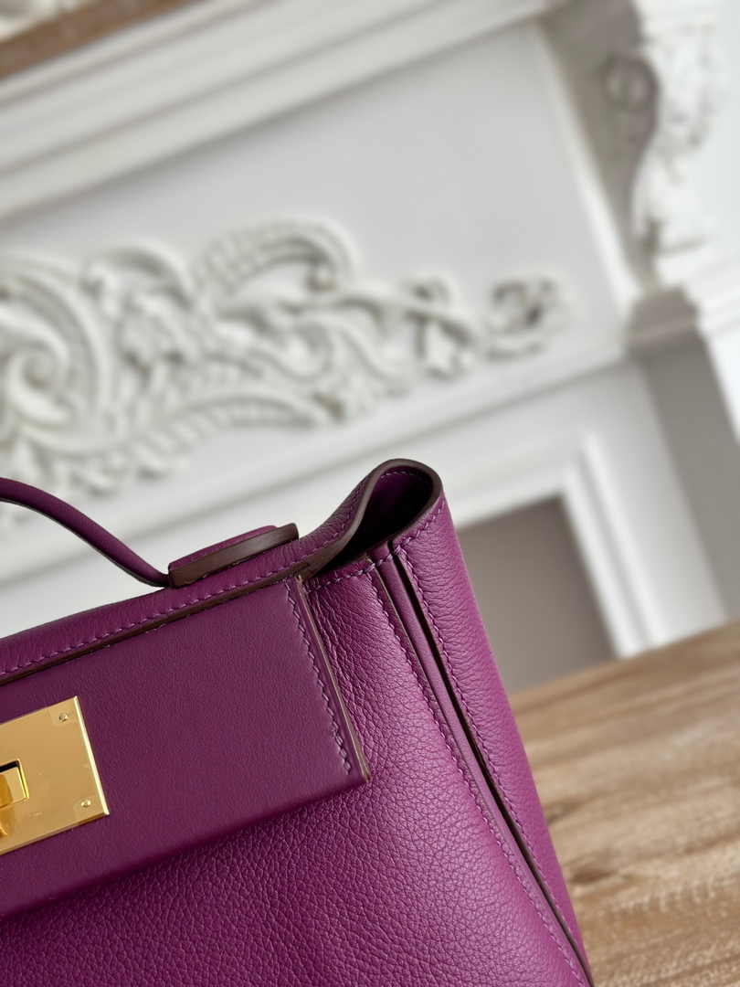 Hermès 24/24 Mini Bag Evercolor Swift Leather Purple Gold - Default Title - View 6
