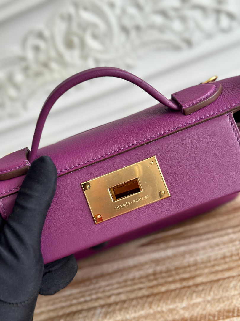 Hermès 24/24 Mini Bag Evercolor Swift Leather Purple Gold - Default Title - View 7