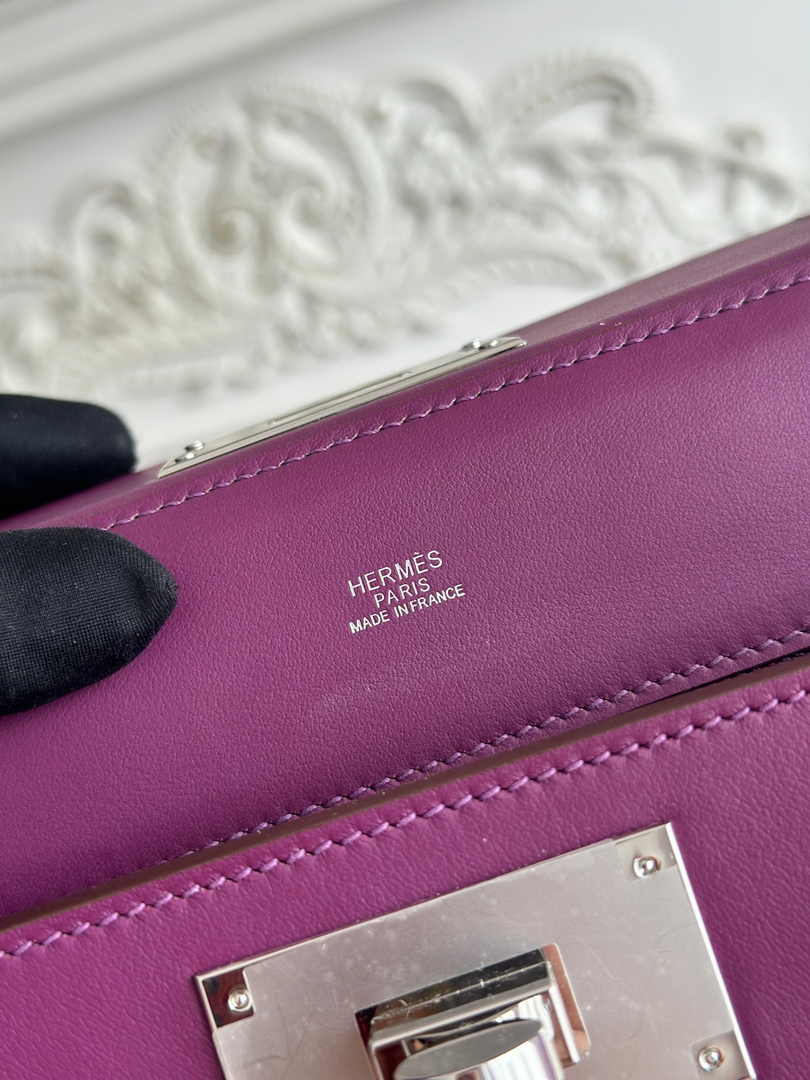 Hermès 24/24 Mini Bag Evercolor Swift Leather Purple Silver - Default Title - View 8