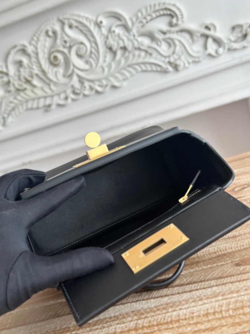 Hermès 24/24 Mini Bag Evercolor Swift Leather Black Gold - Default Title - View 9