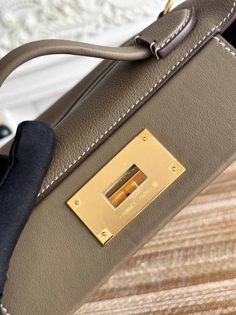 Hermès 24/24 Mini Bag Evercolor Swift Leather Dark Gray Gold - Default Title - View 7