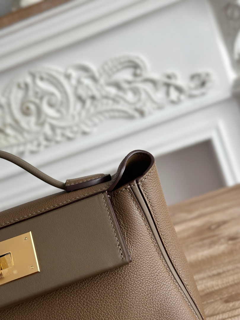 Hermès 24/24 Mini Bag Evercolor Swift Dark Gray Leather Gold - Default Title - View 6