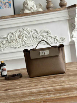 Hermès 24/24 Mini Bag Evercolor Swift Dark Gray Leather Silver - Default Title - View 1