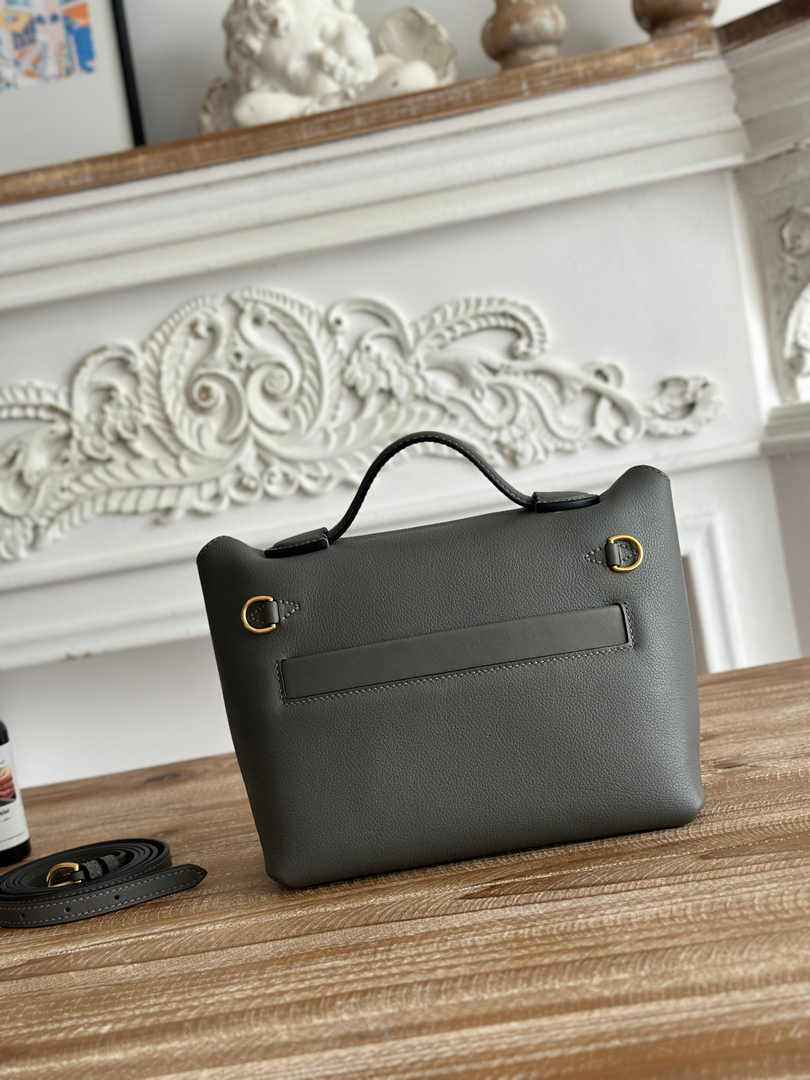 Hermès 24/24 Mini Bag Evercolor Swift Gray Leather Gold - Default Title - View 2