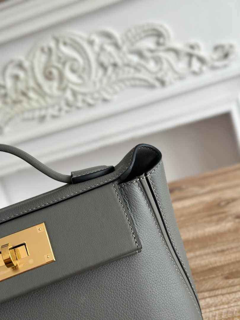 Hermès 24/24 Mini Bag Evercolor Swift Gray Leather Gold - Default Title - View 3