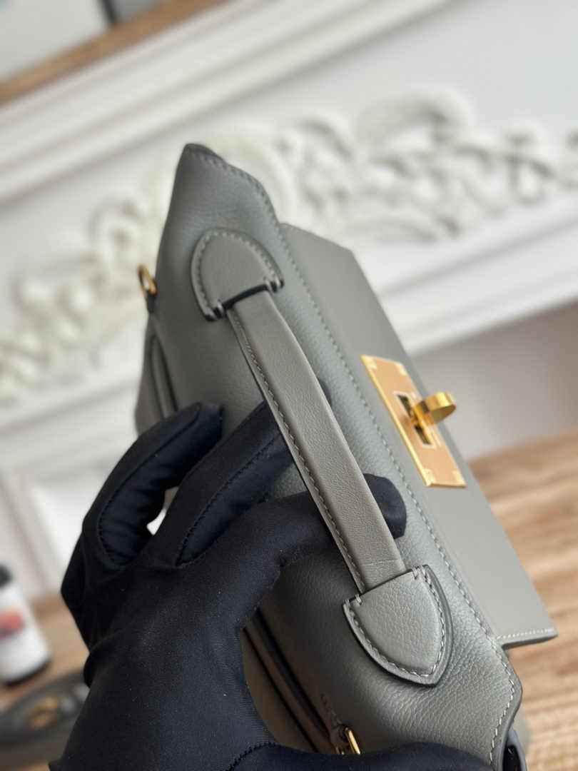 Hermès 24/24 Mini Bag Evercolor Swift Gray Leather Gold - Default Title - View 4