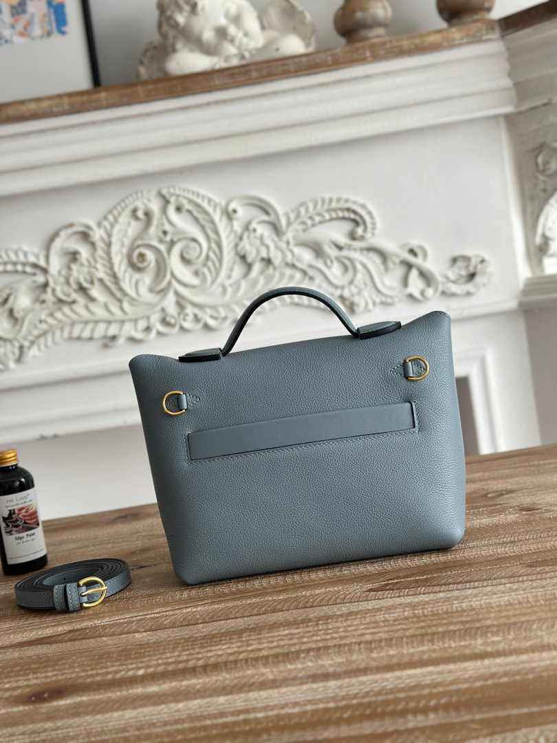 Hermès 24/24 Mini Bag Blue Evercolor Swift Leather Gold - Default Title - View 3