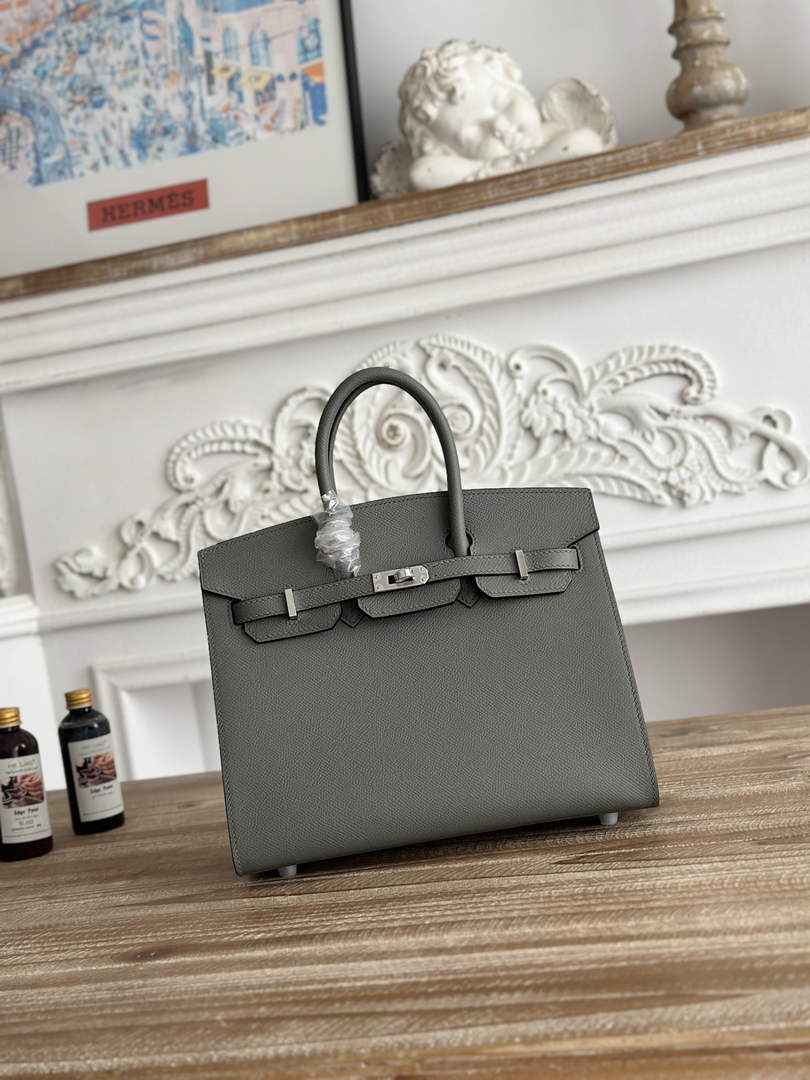 Hermès Birkin 25 Bag Dark Gray Epsom Leather H625648 - gold - View 2